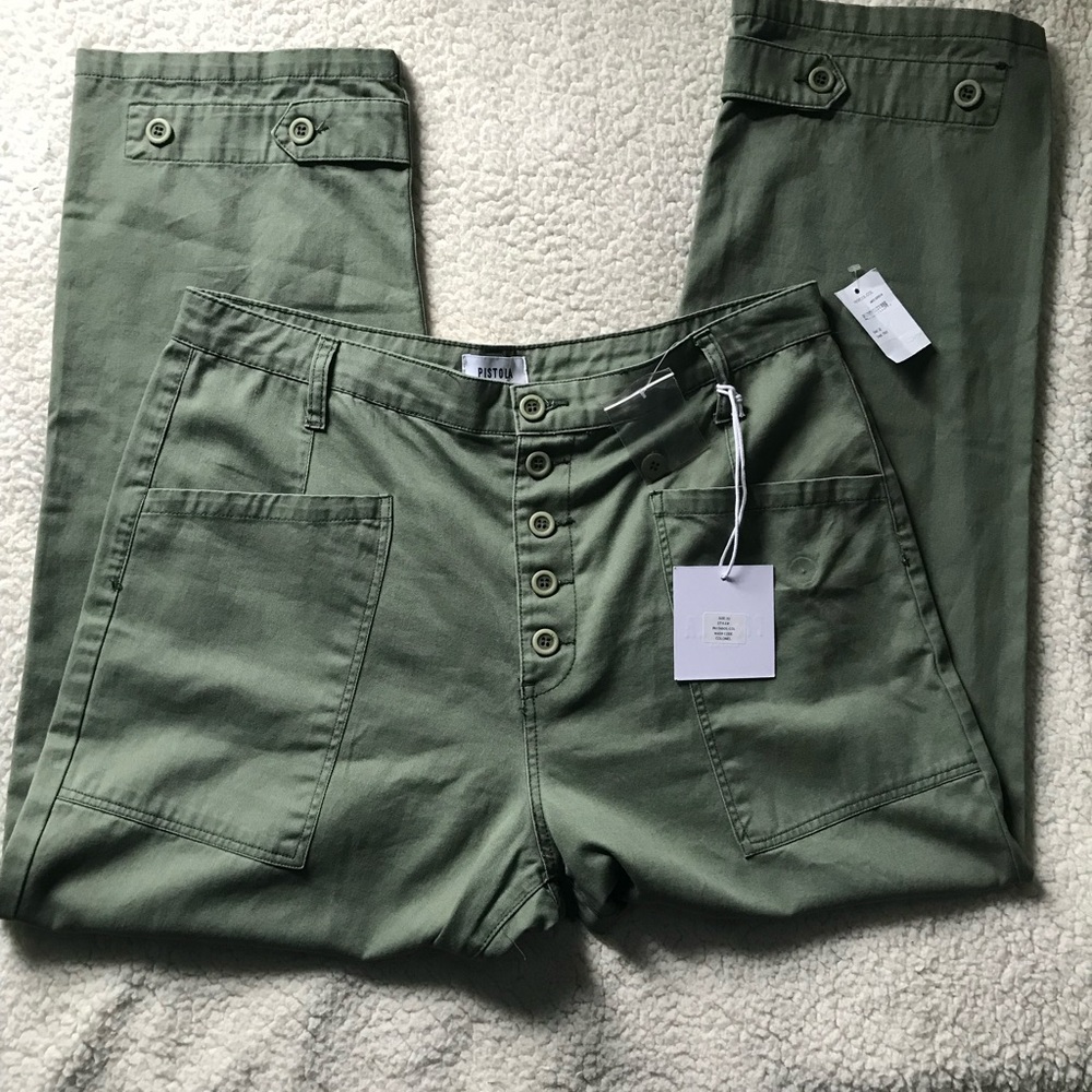 PISTOLA NEW Tammy High Rise Trouser Colonel Green Cargo Revolve 32